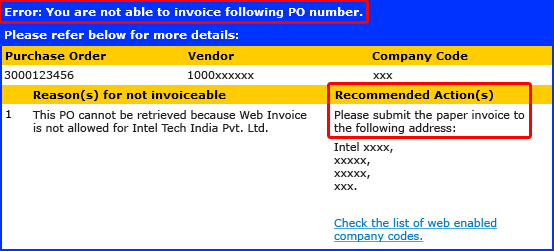 Unable to Invoice